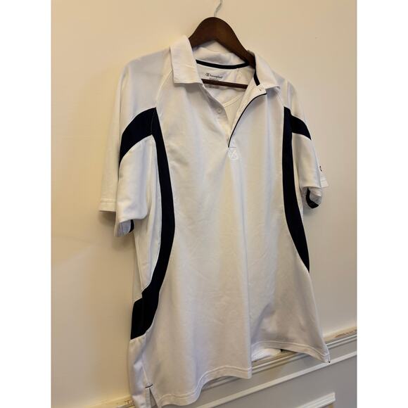 Champion Double Dry Polo Shirt White Navy Athletic Performance Men’s Large - Picture 2 of 11